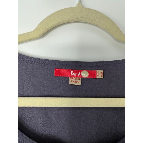 Boden Notting Hill Silk Dress Floral Print Navy Cream Magenta Size 8 Long Retro - Picture 4 of 9